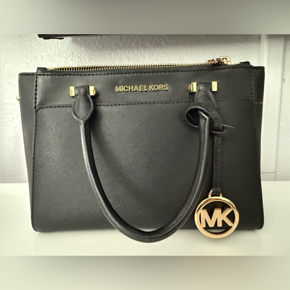 Michael Kors Black Satchel with Gold Accents